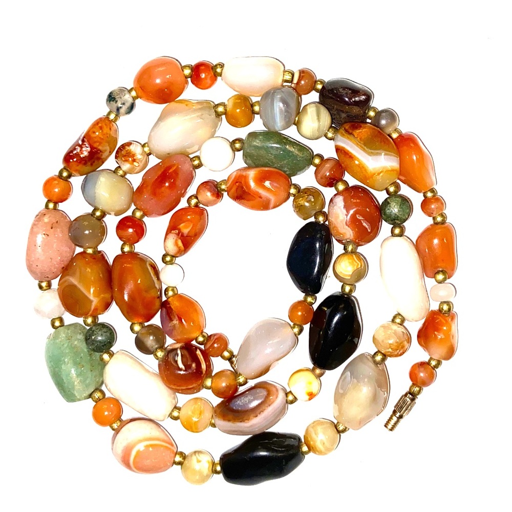 Vintage barrel clasp Agate Stone necklace